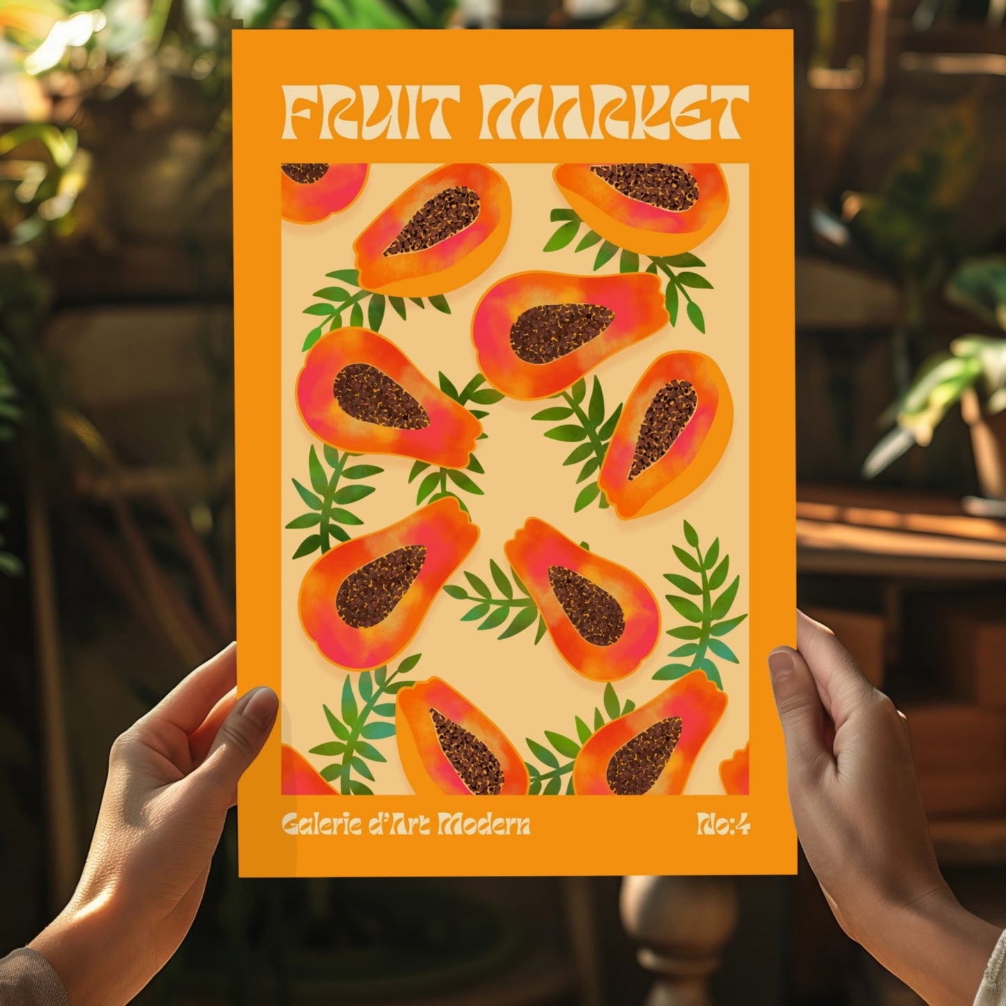 Modern Art Gallery Papayas Aluminum Print