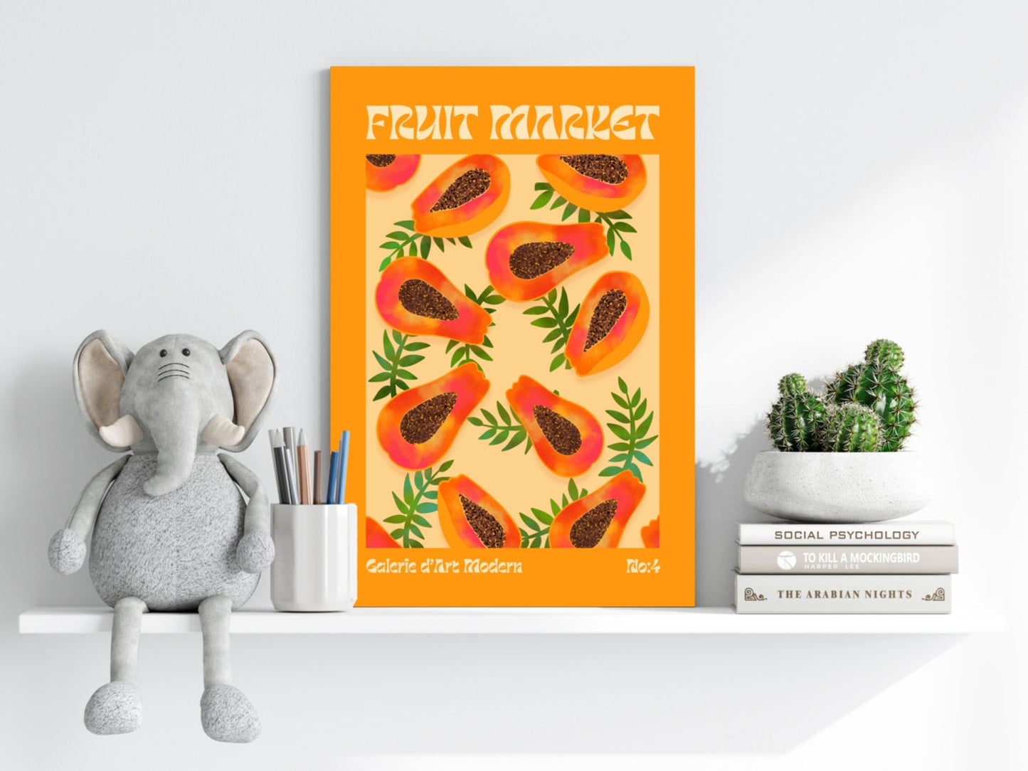 Modern Art Gallery Papayas Aluminum Print