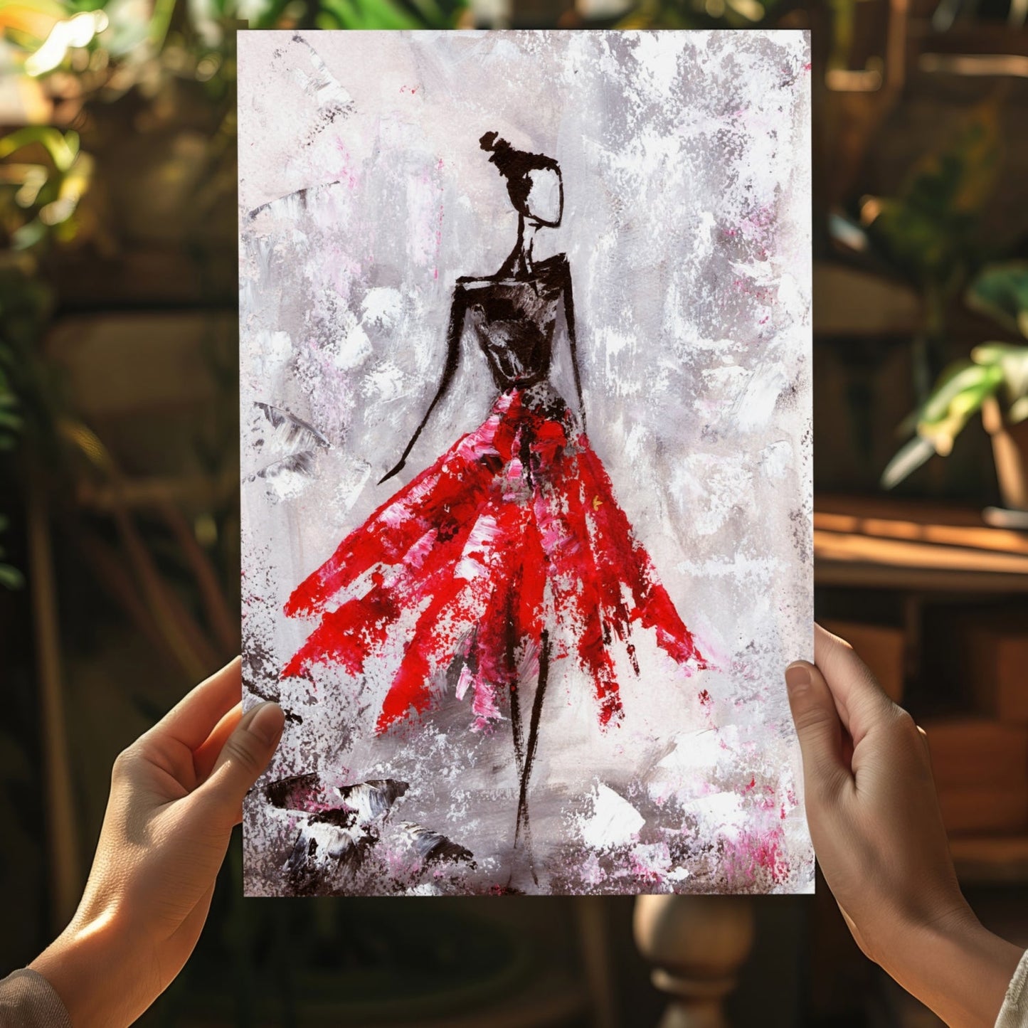 Lady in Red Dress Aluminum Print