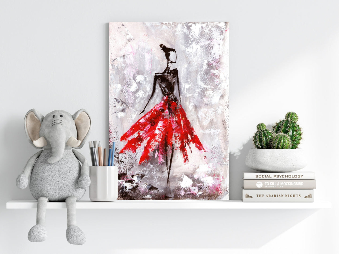 Lady in Red Dress Aluminum Print