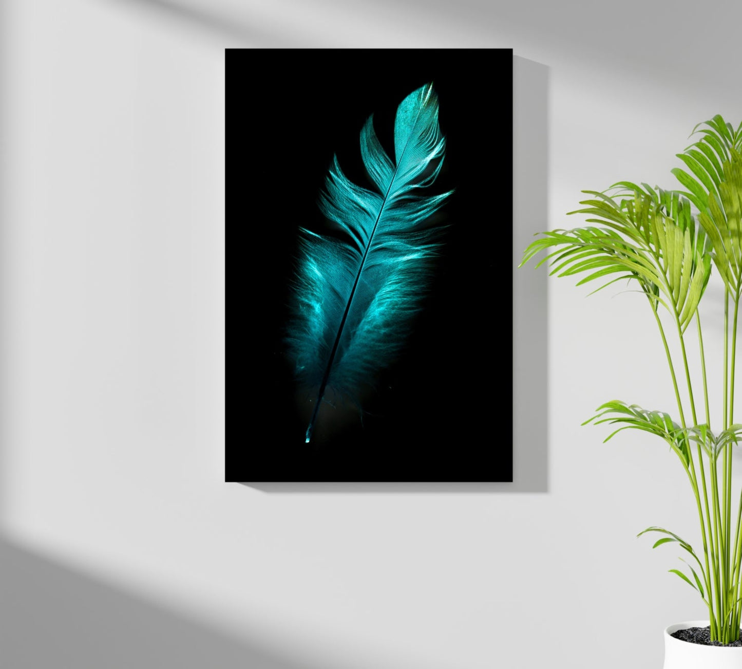 Teal Feather Aluminum Print