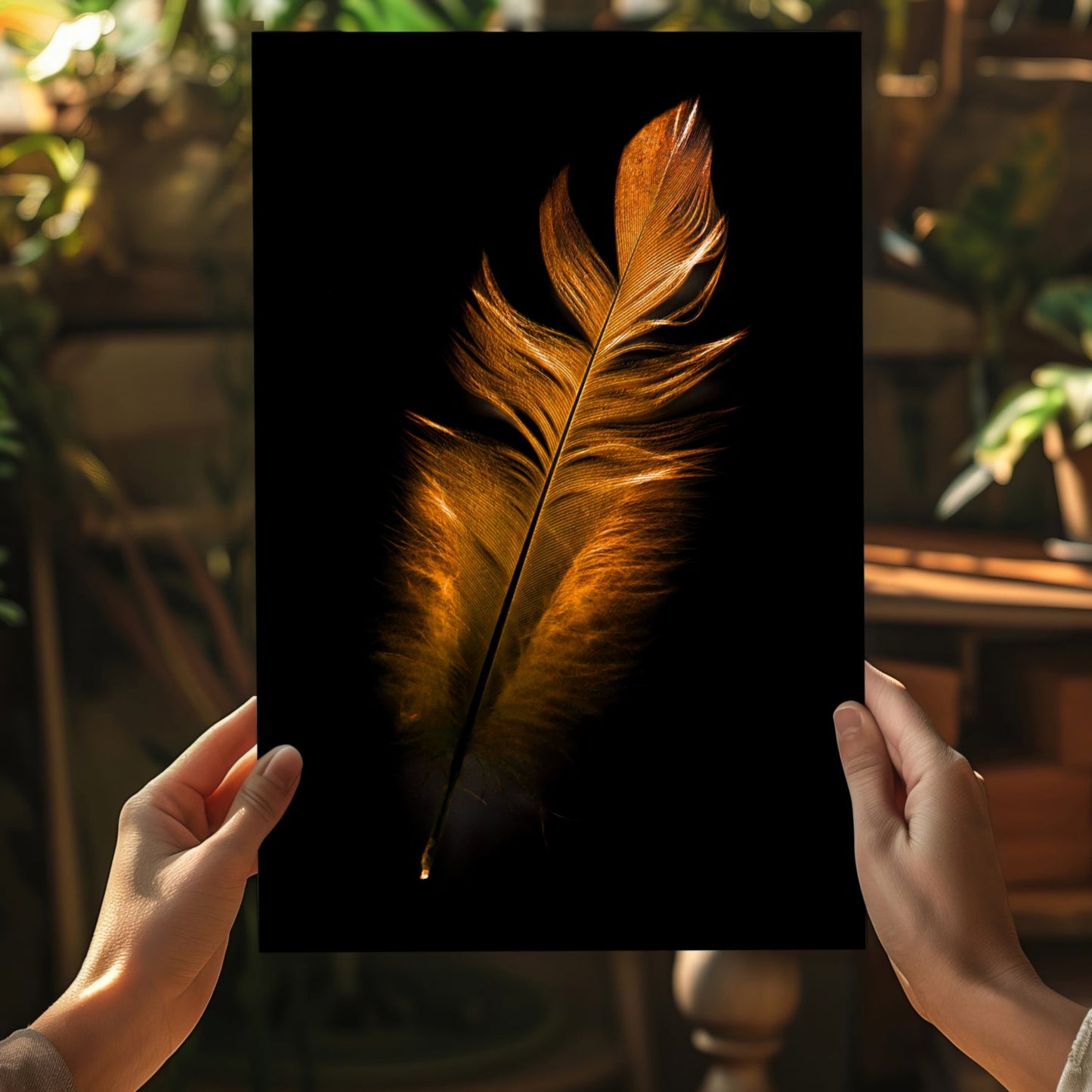 Bronze Feather Aluminum Print