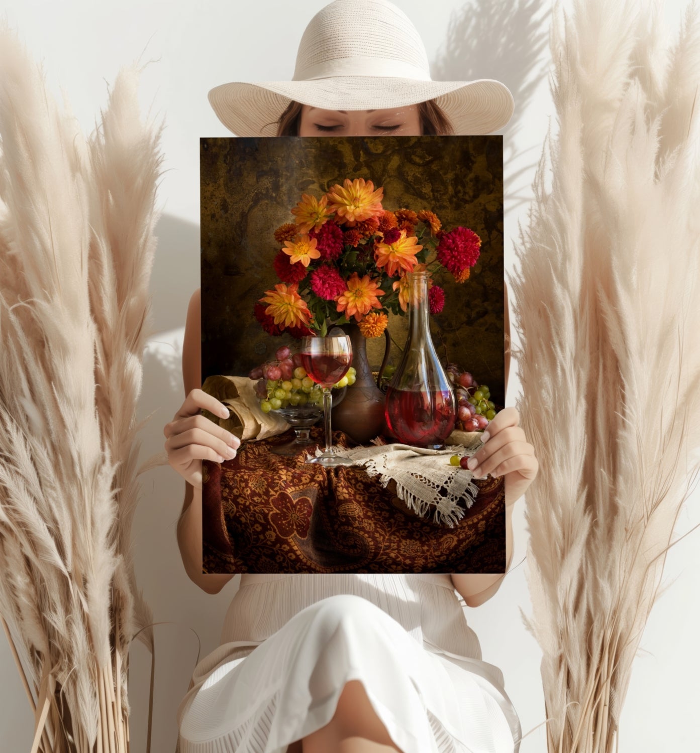 Wine and Flowers Aluminum Print