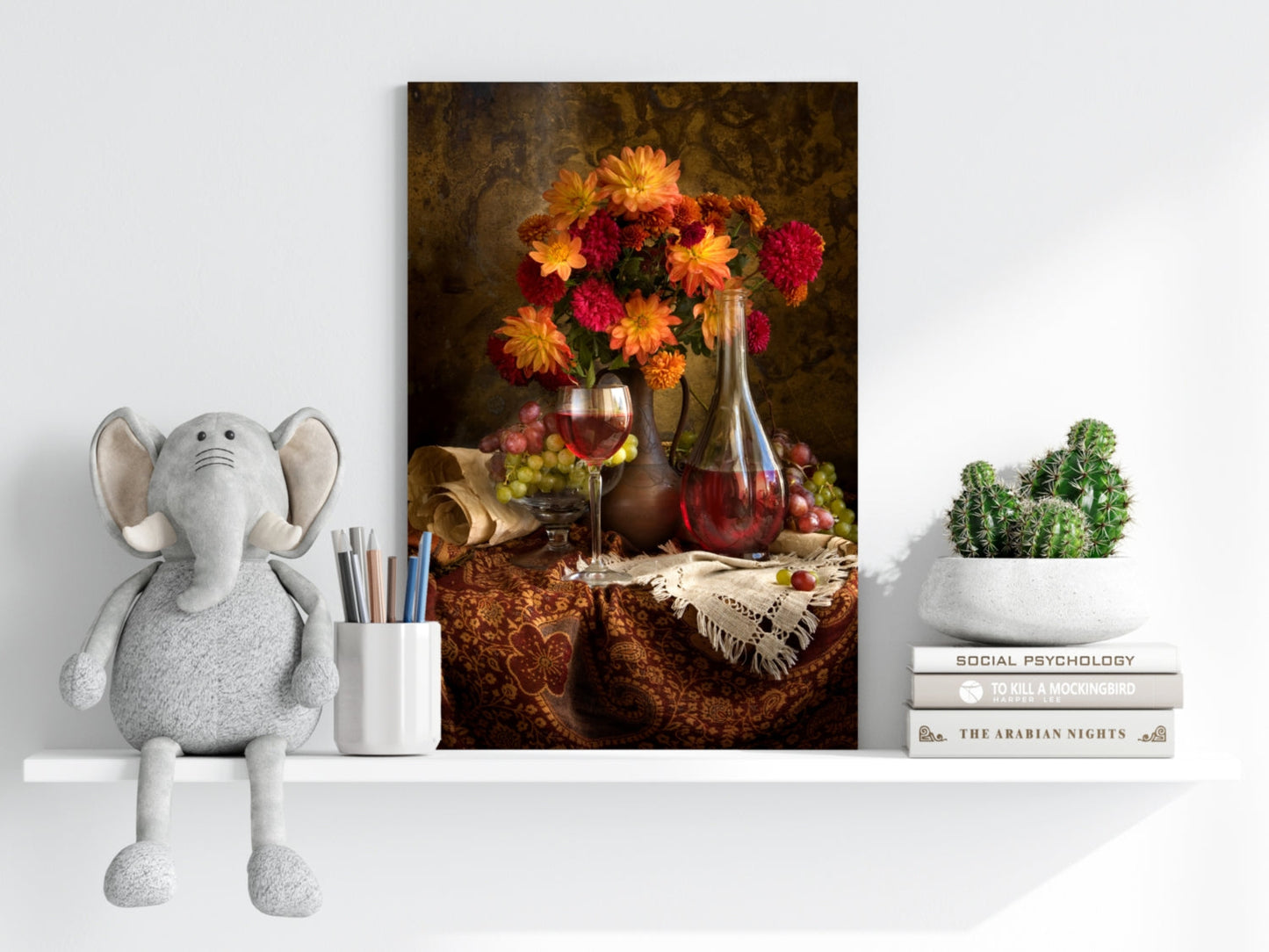 Wine and Flowers Aluminum Print