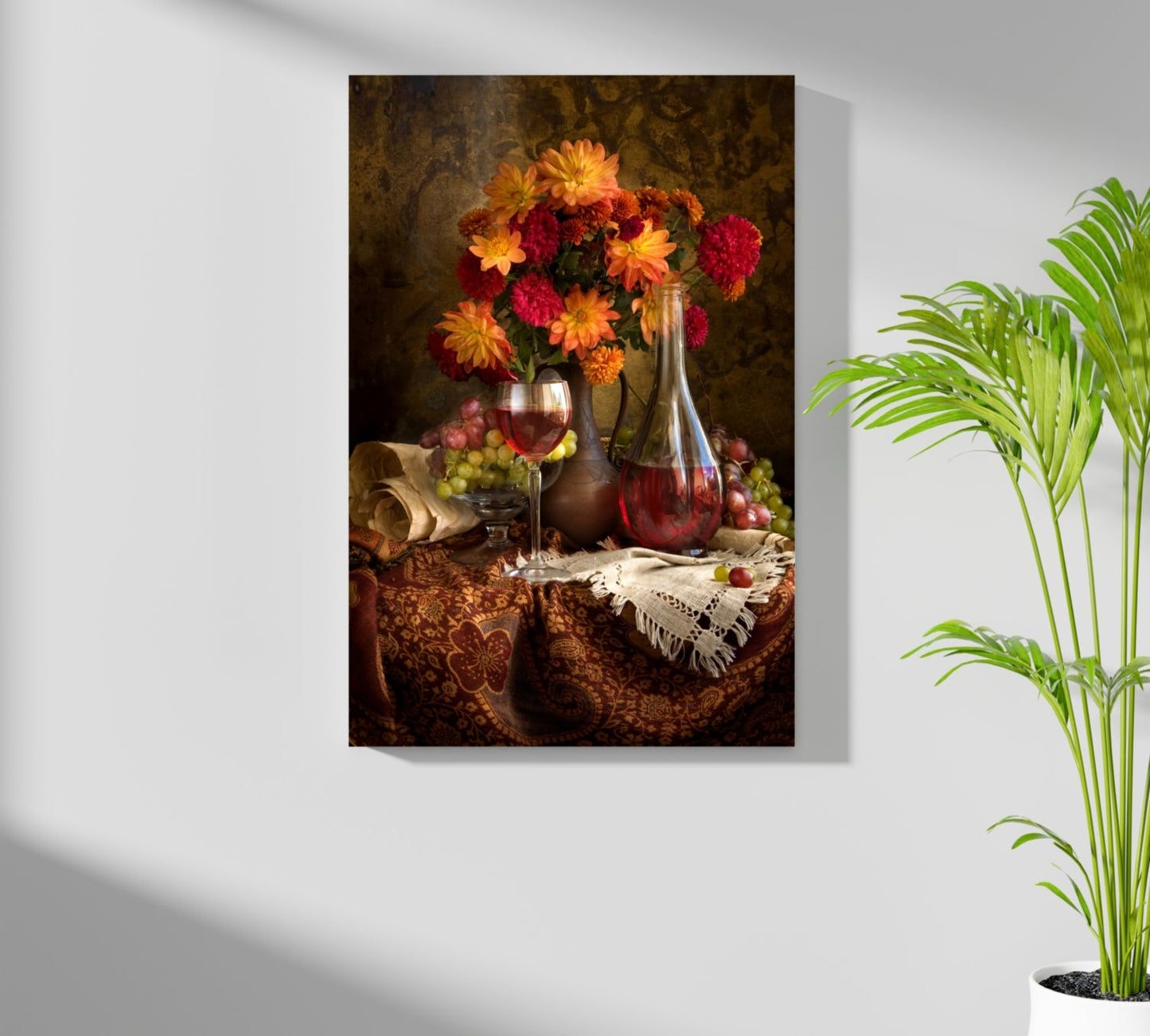Wine and Flowers Aluminum Print