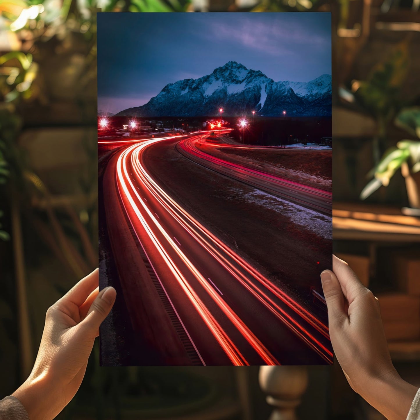 Lights in Traffic Aluminum Print