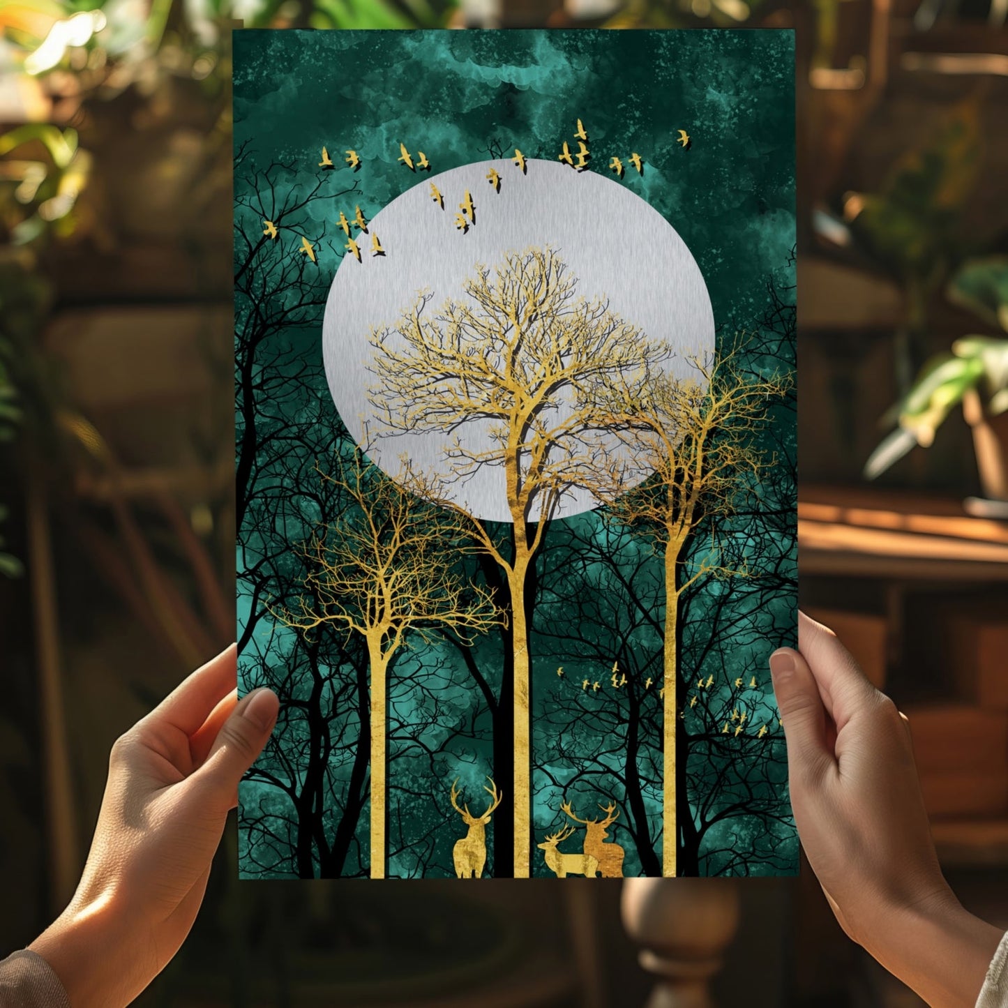 Golden Deers Aluminum Print