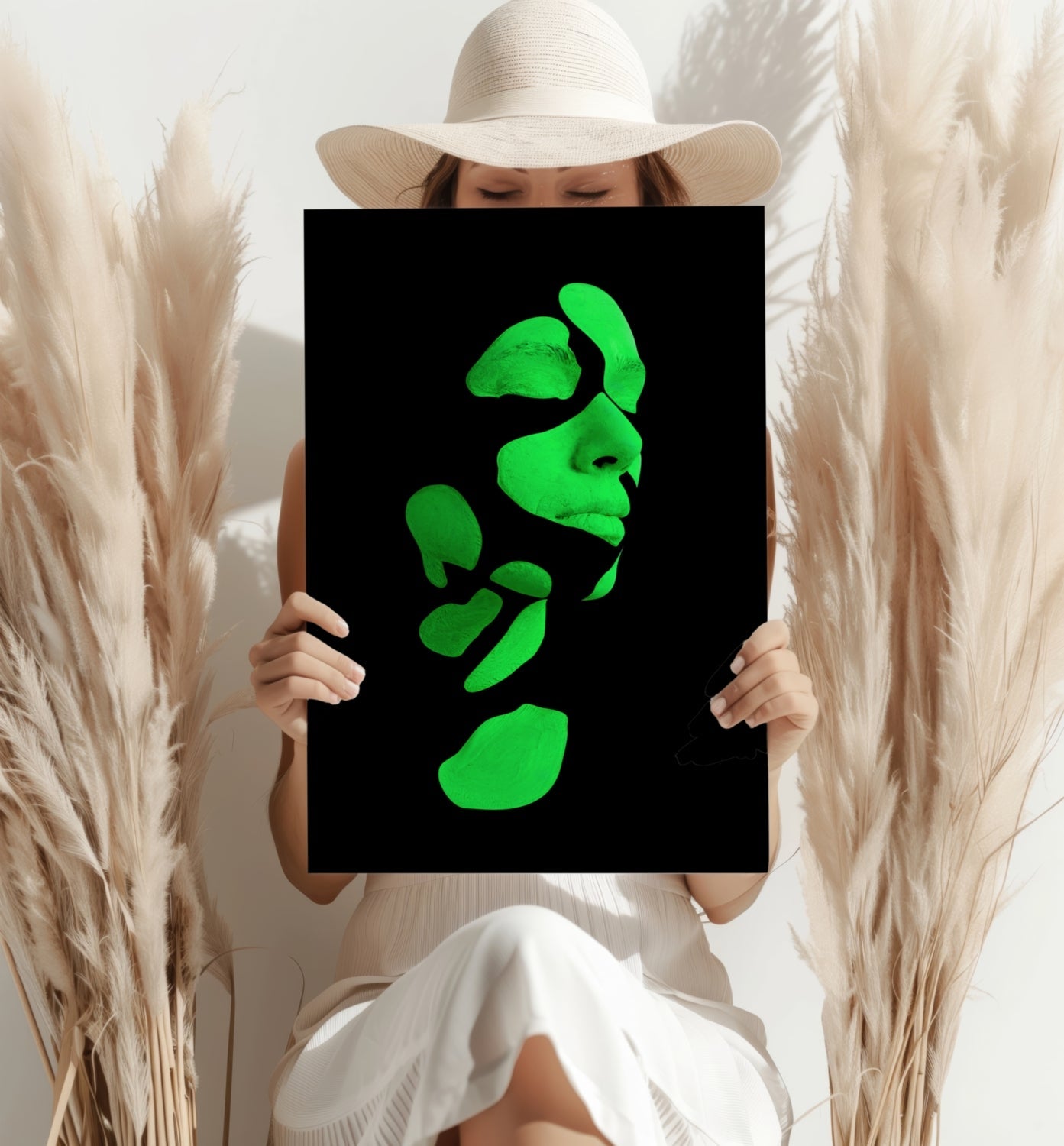 Woman in Style Green Aluminum Print