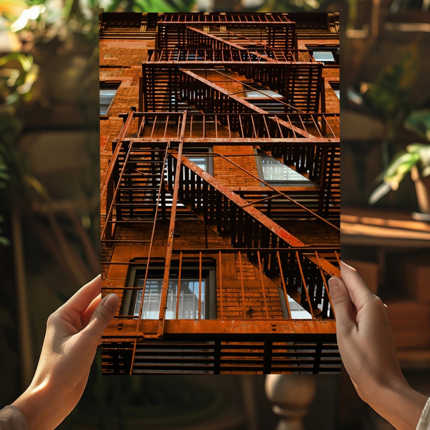 Stairs Orange Aluminum Print