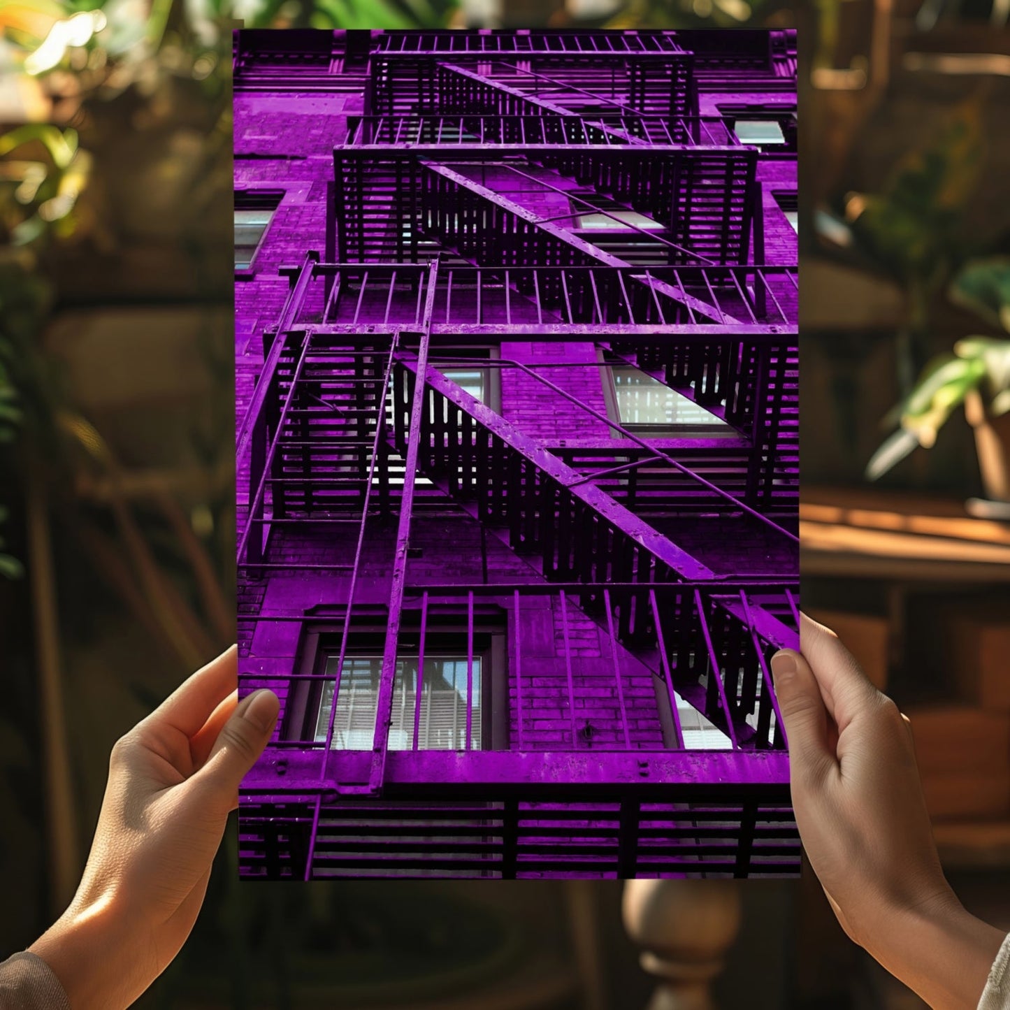 Stairs Purple Aluminum Print