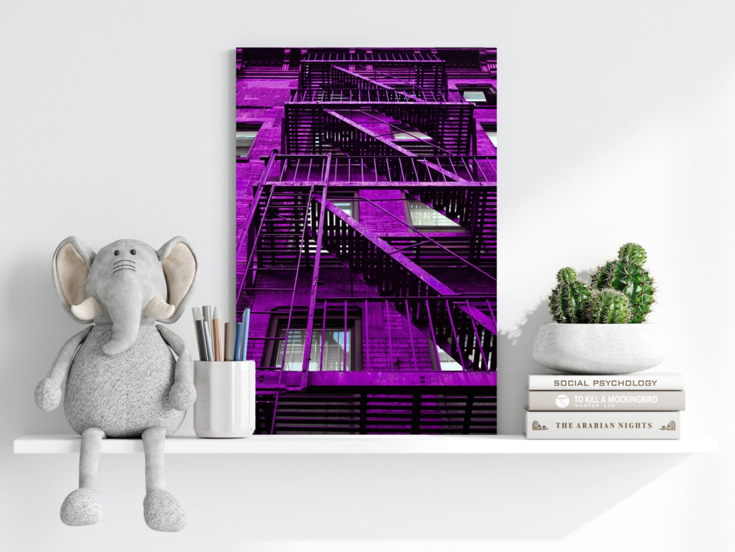 Stairs Purple Aluminum Print
