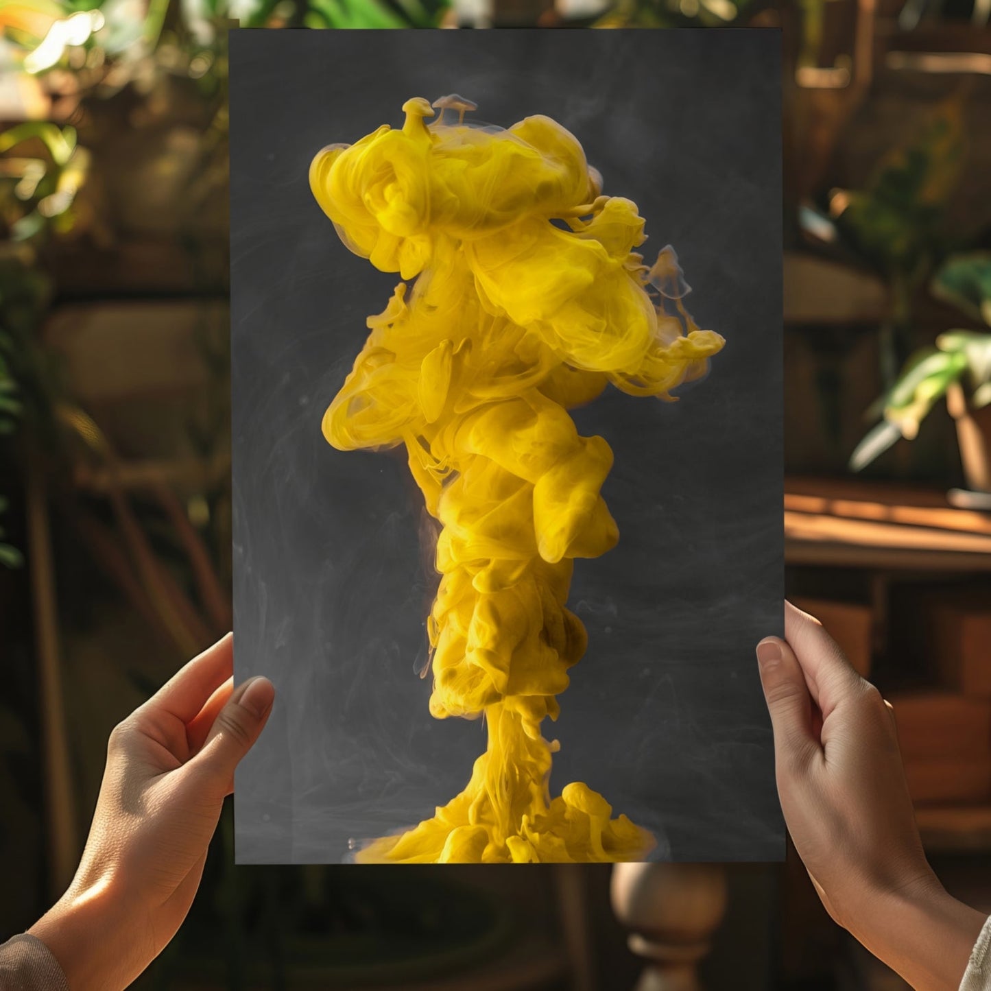 Abstract Yellow Smoke Aluminum Print