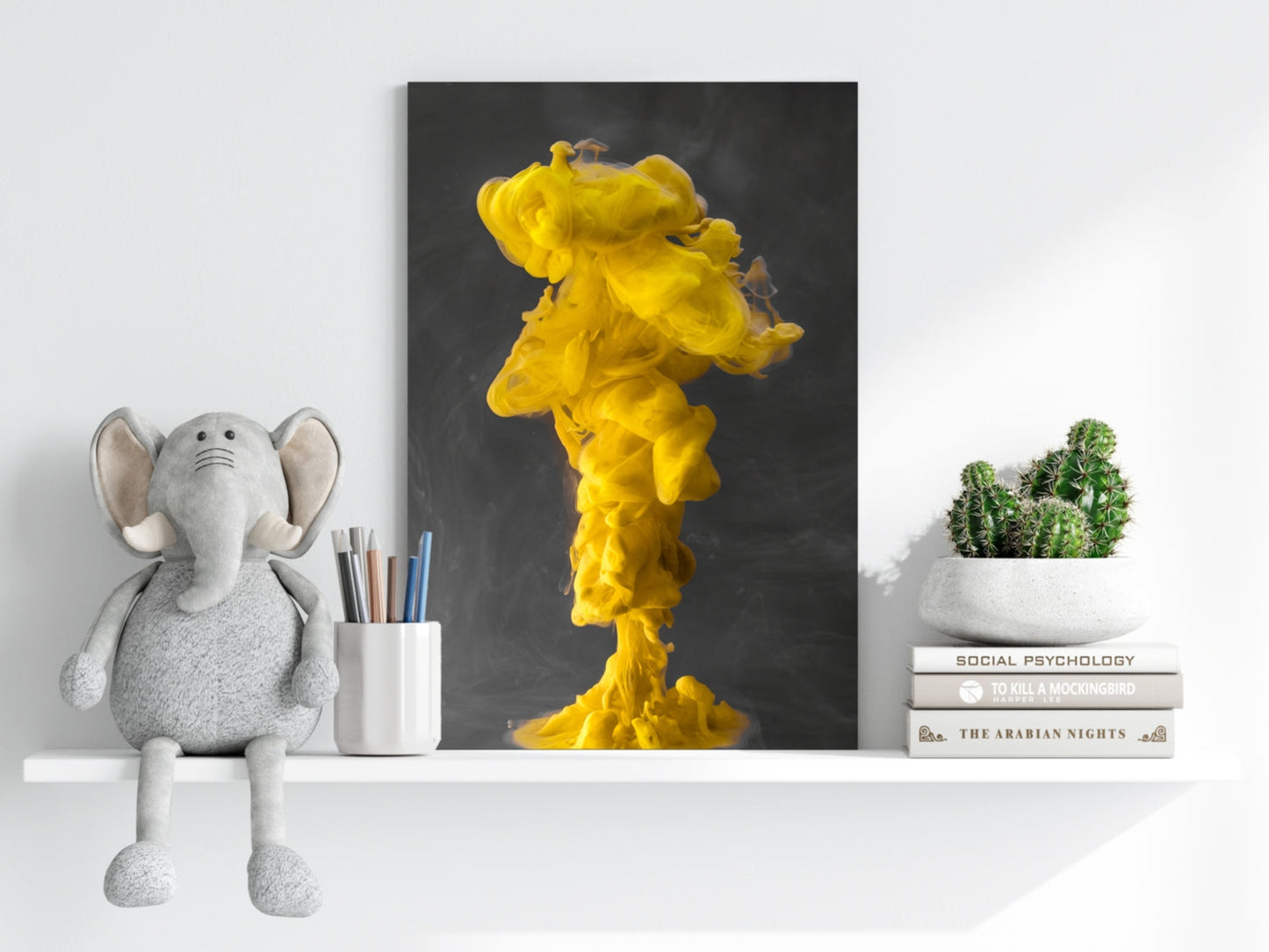 Abstract Yellow Smoke Aluminum Print