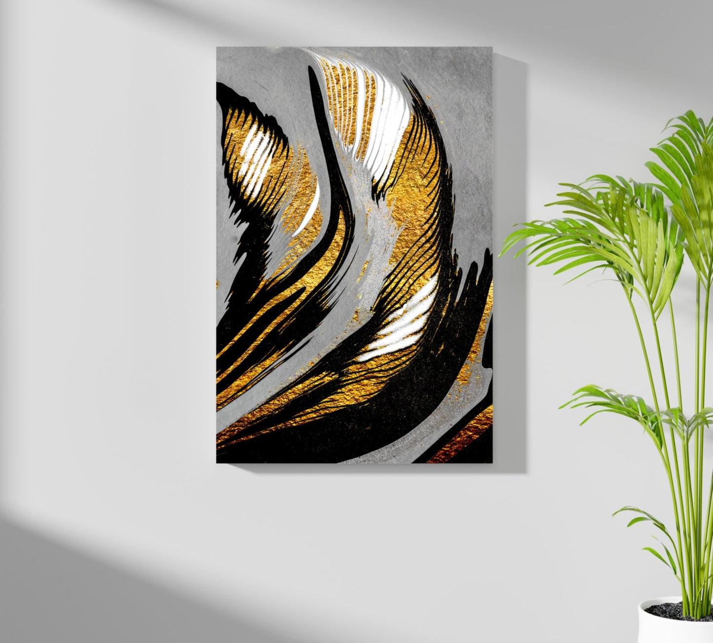 Gold-Gray Lines Aluminum Print