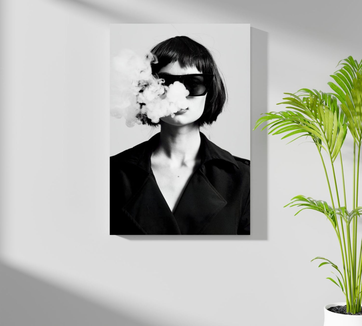 Woman in Smoke Aluminum Print