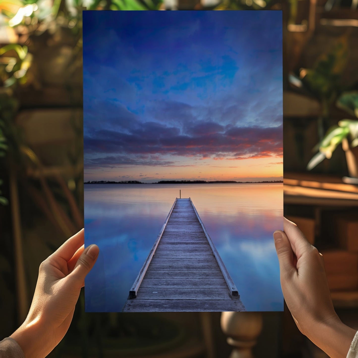 Dock View at Sunset Aluminum Print