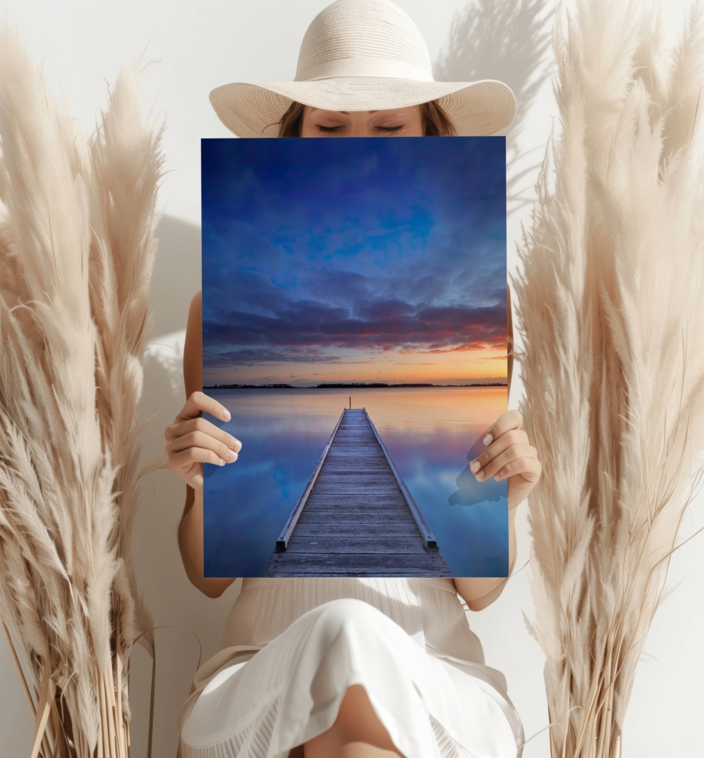 Dock View at Sunset Aluminum Print