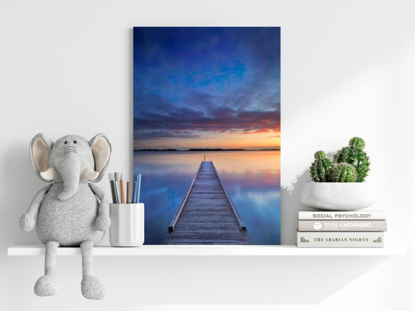 Dock View at Sunset Aluminum Print