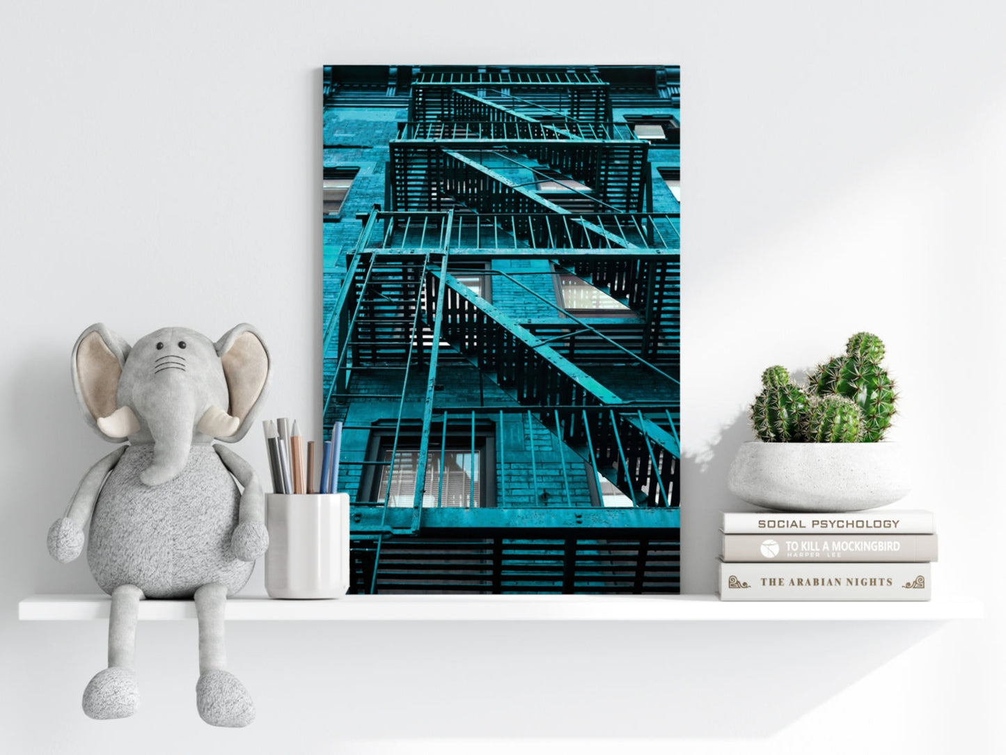 Stairs Teal Aluminum Print