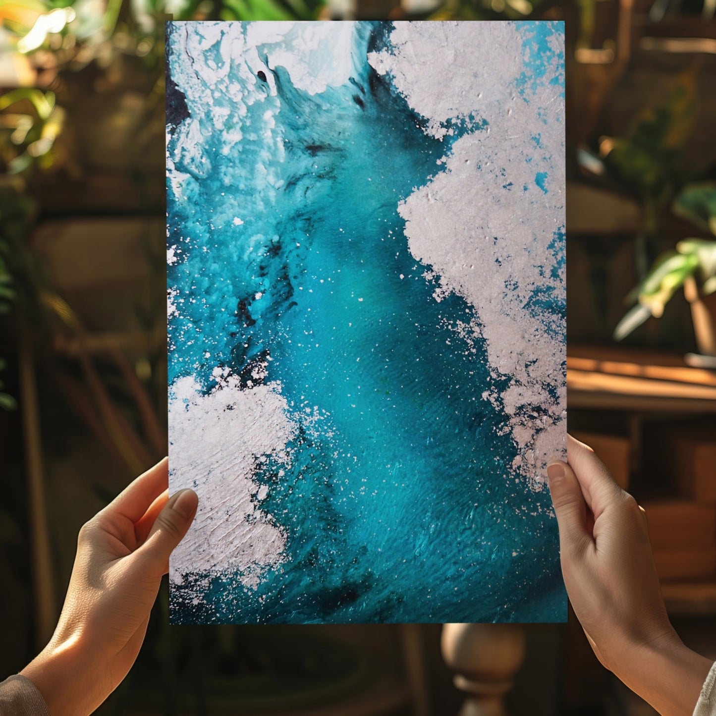 Abstract Paint Teal V3 Aluminum Print
