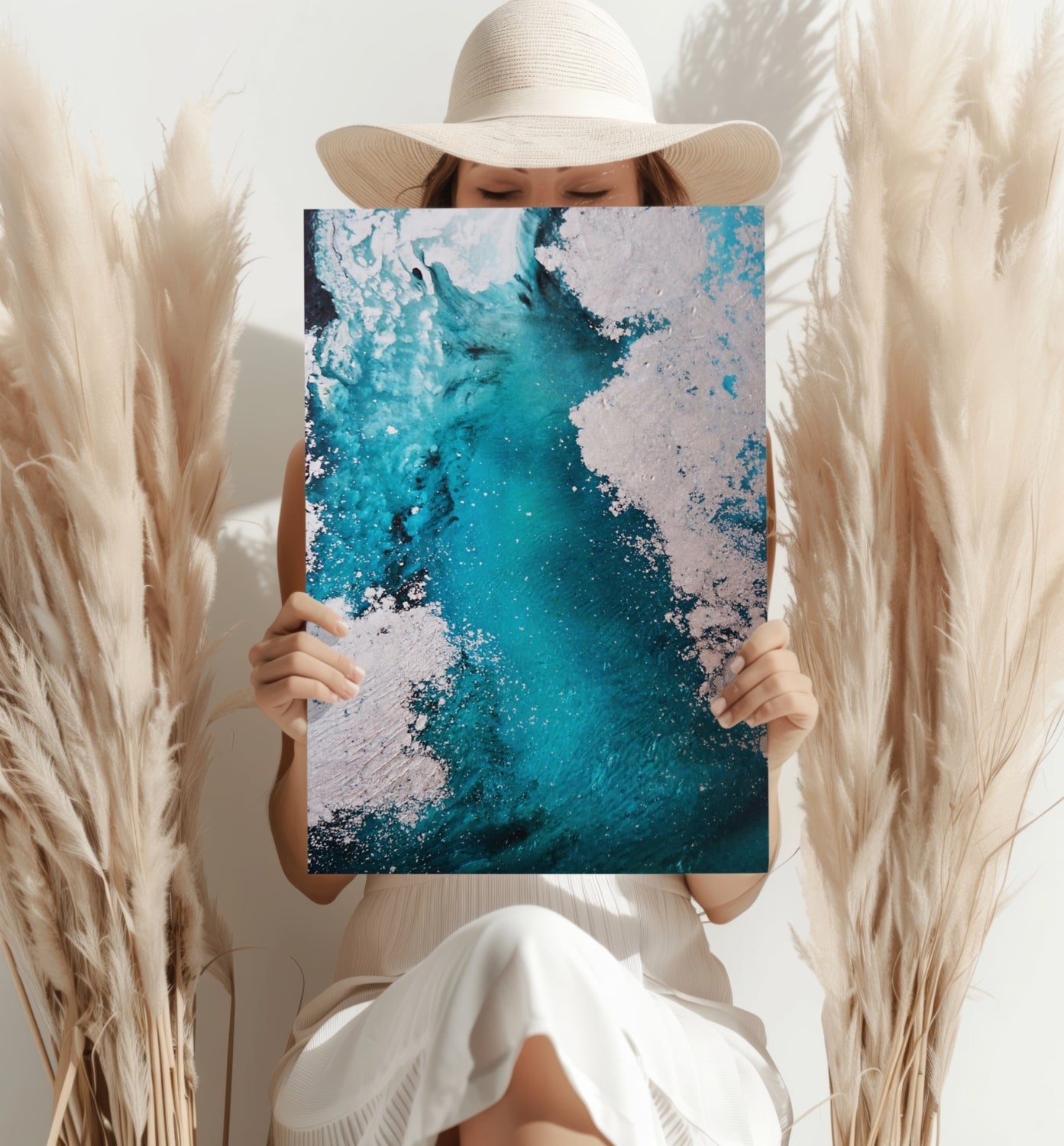 Abstract Paint Teal V3 Aluminum Print