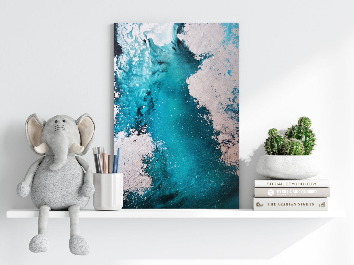 Abstract Paint Teal V3 Aluminum Print