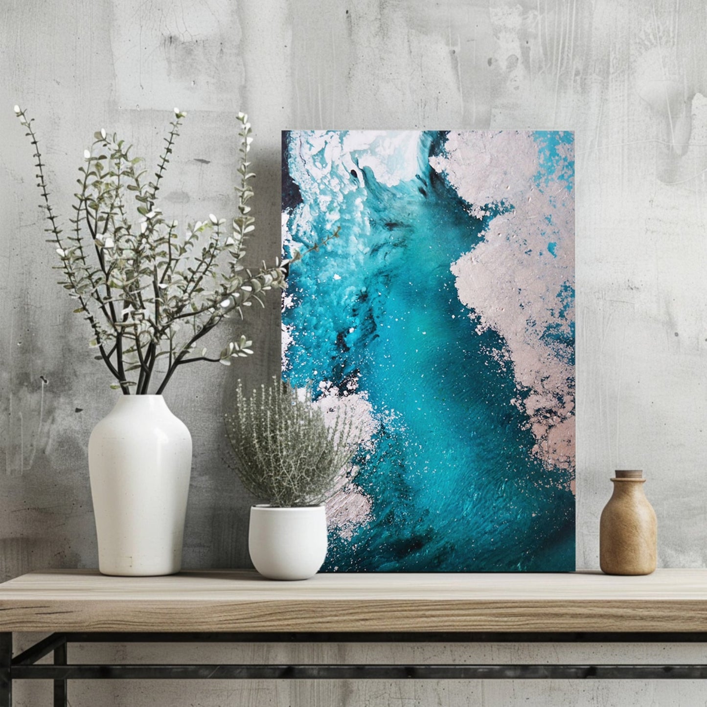 Abstract Paint Teal V3 Aluminum Print