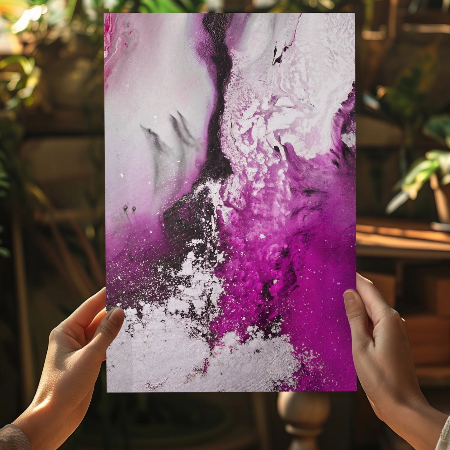Abstract Paint Fuschia V2 Aluminum Print