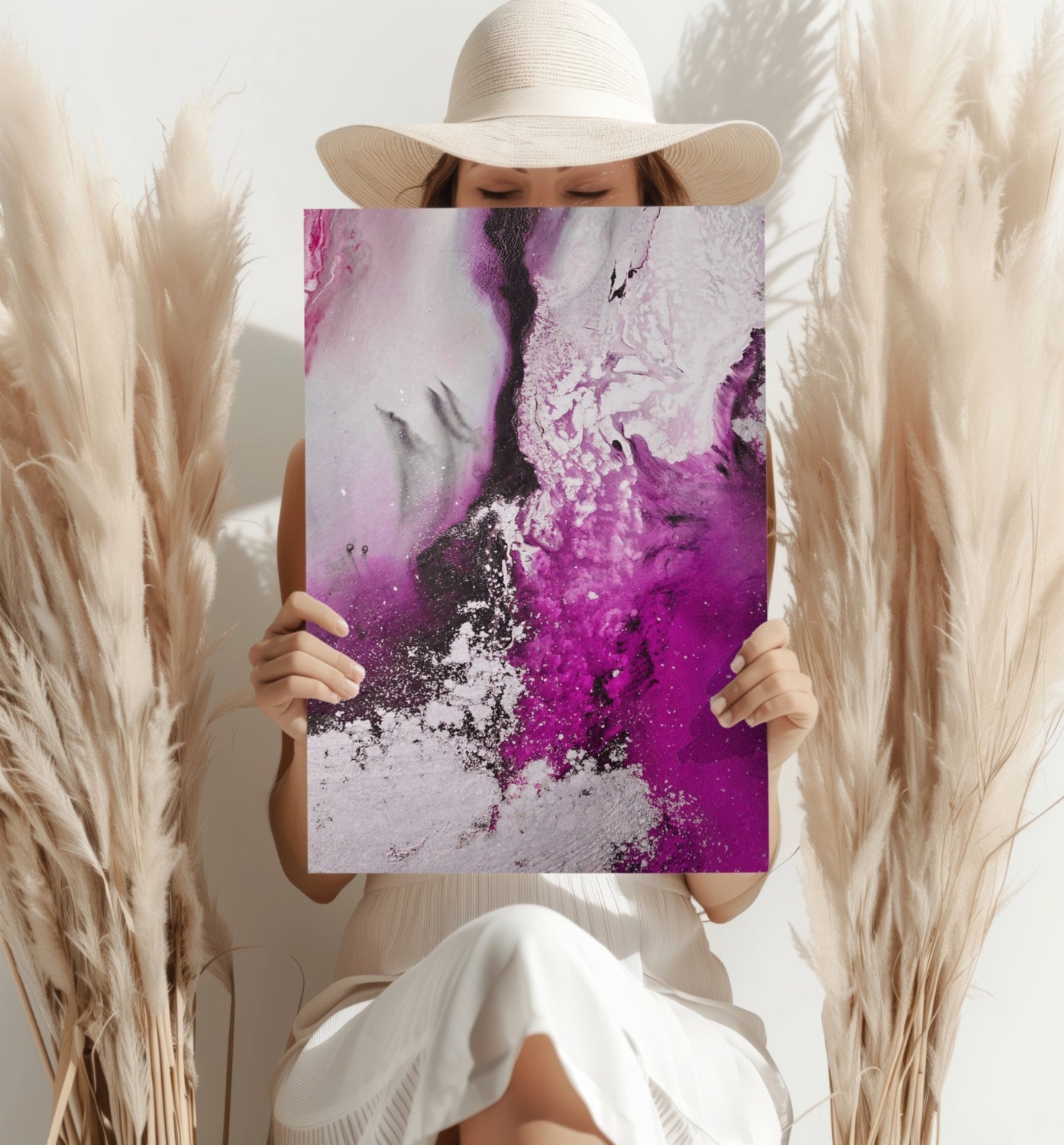 Abstract Paint Fuschia V2 Aluminum Print