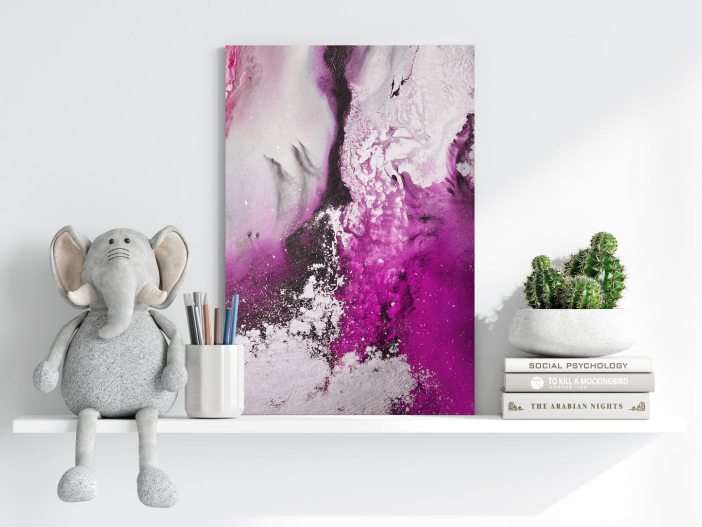 Abstract Paint Fuschia V2 Aluminum Print