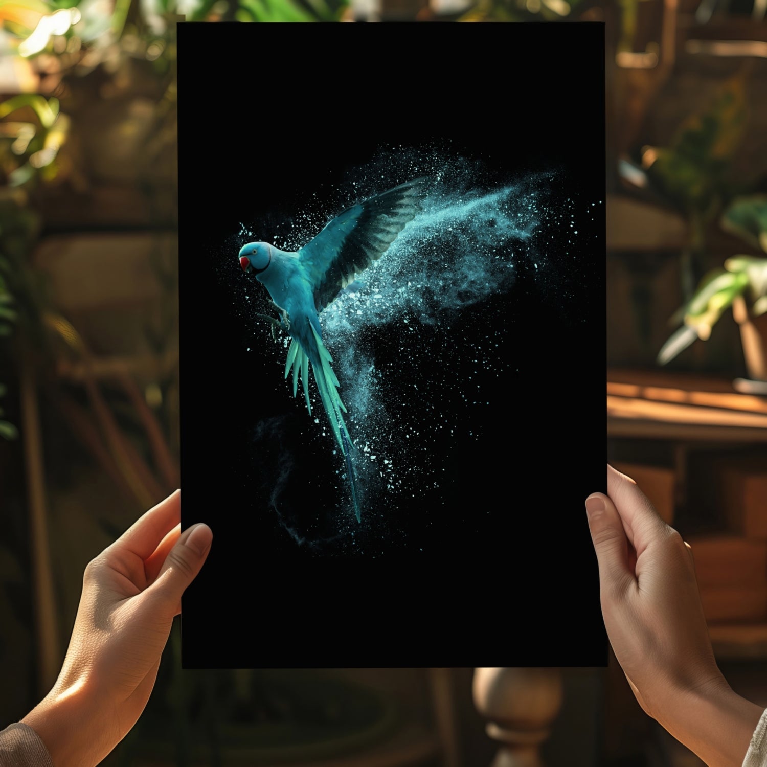 Teal Parrot Aluminum Print-4
