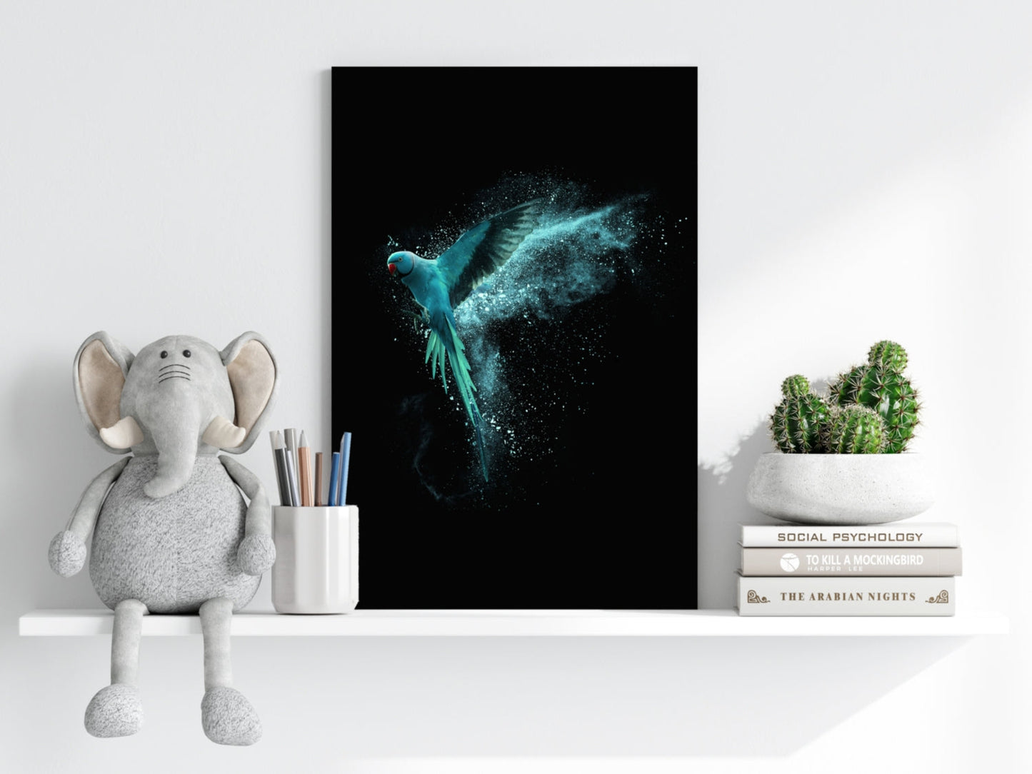 Teal Parrot Aluminum Print
