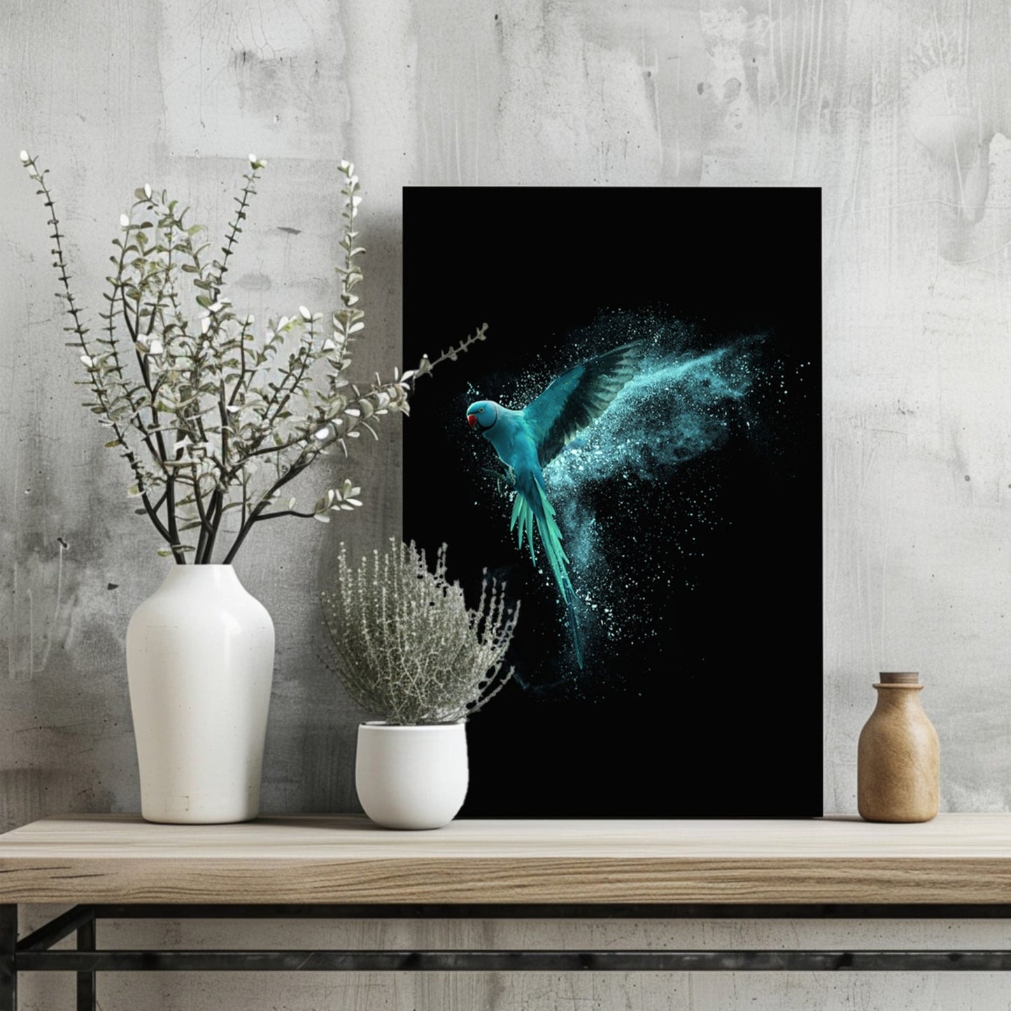 Teal Parrot Aluminum Print-1