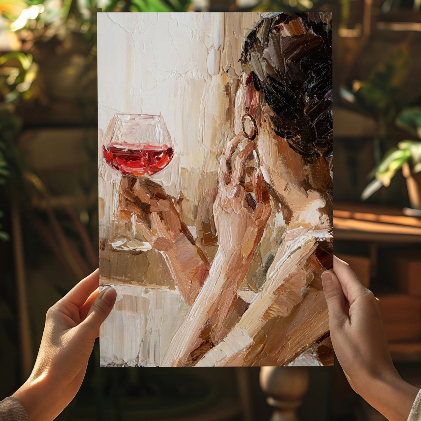 Woman Holding Wine Aluminum Print