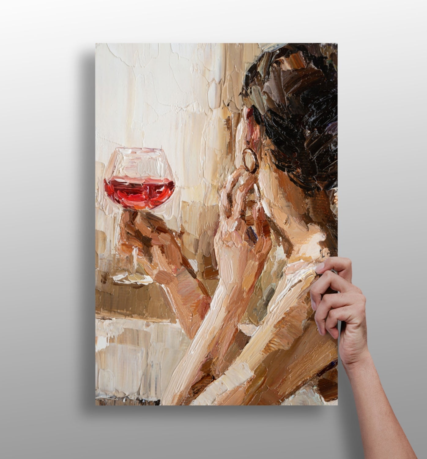 Woman Holding Wine Aluminum Print