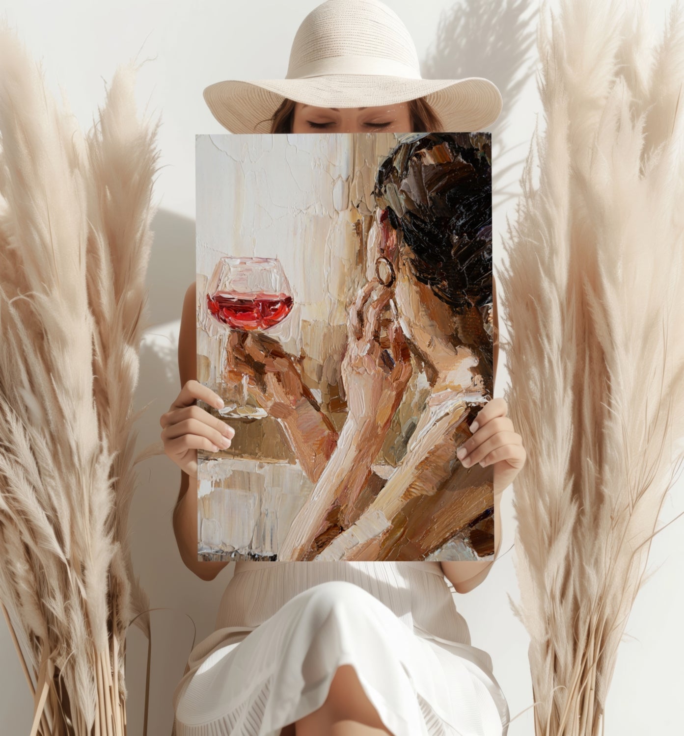 Woman Holding Wine Aluminum Print