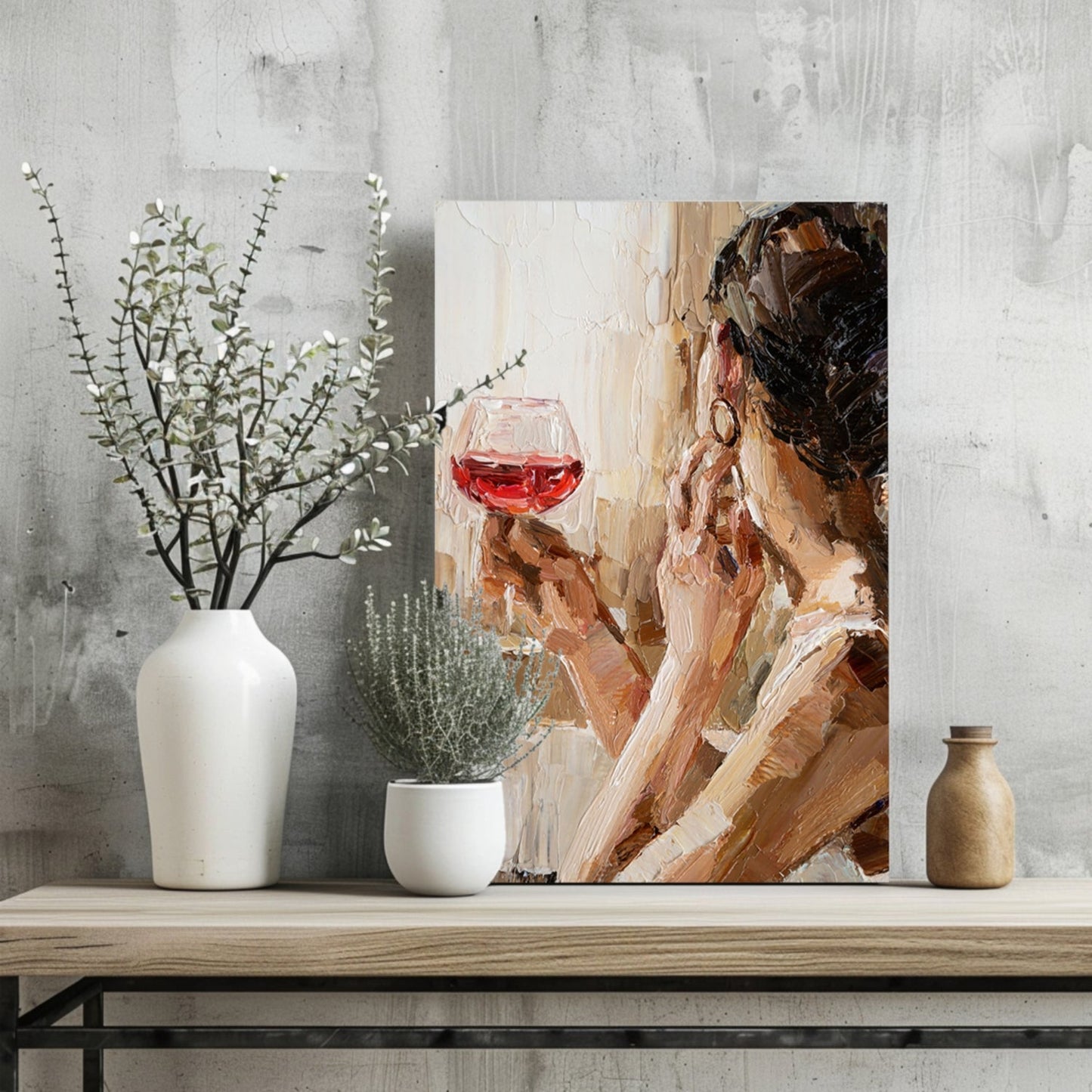 Woman Holding Wine Aluminum Print