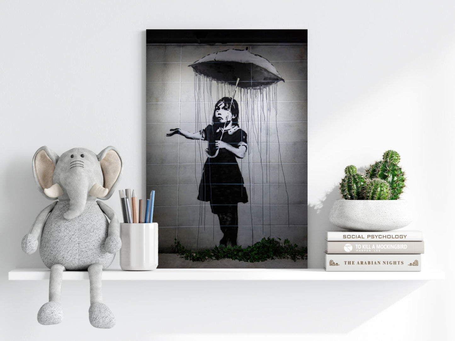 Banksy Style Rain Aluminum Print