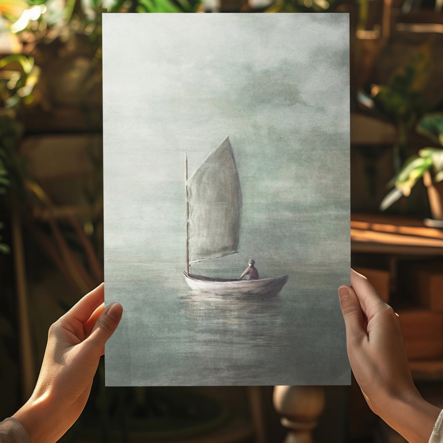 Sail in Mist Aluminum Print