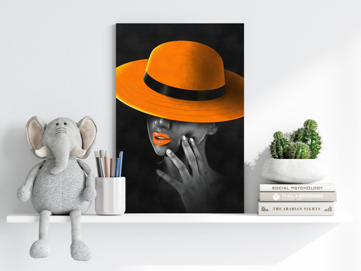 Woman with Orange Hat Aluminum Print