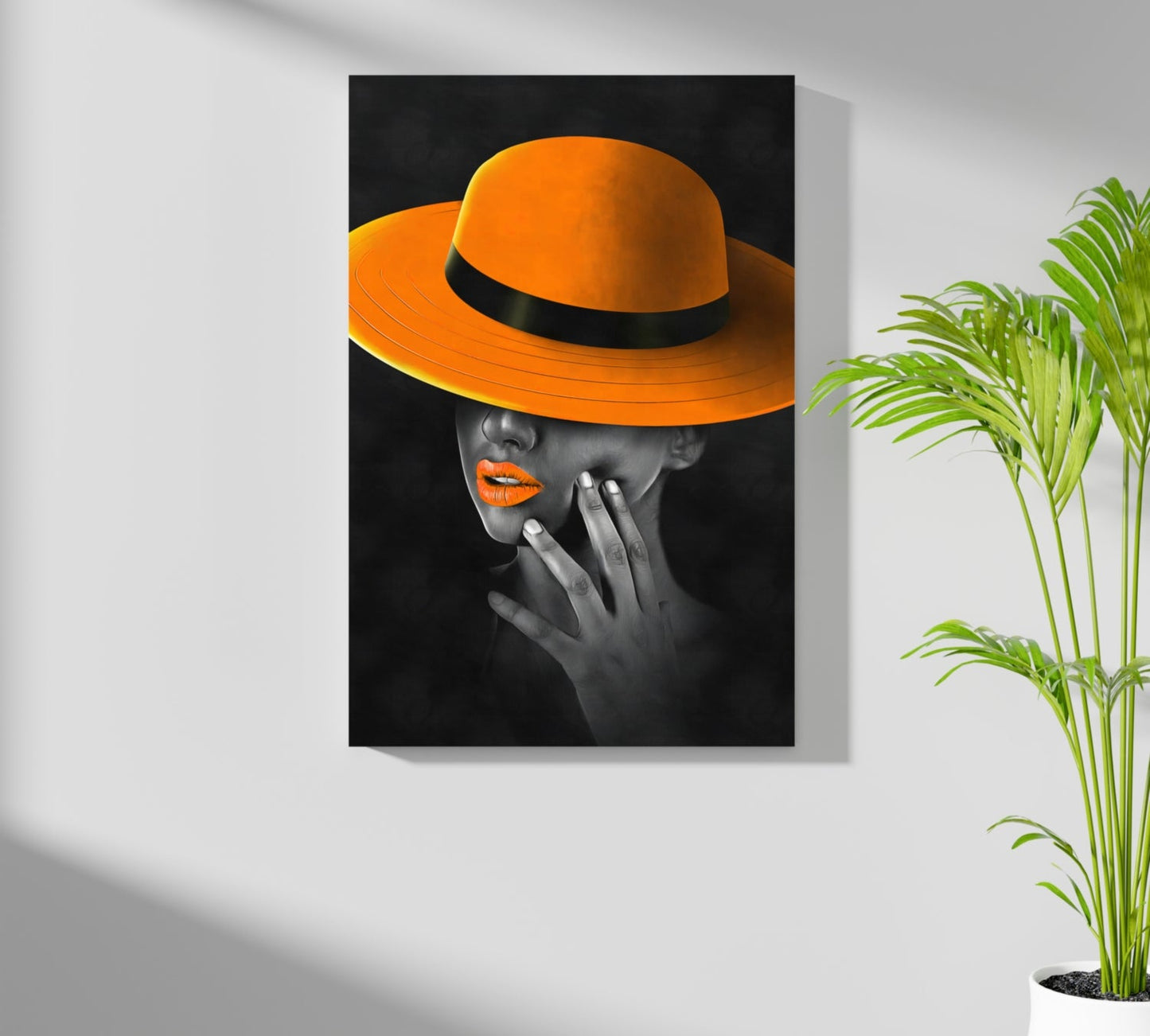 Woman with Orange Hat Aluminum Print