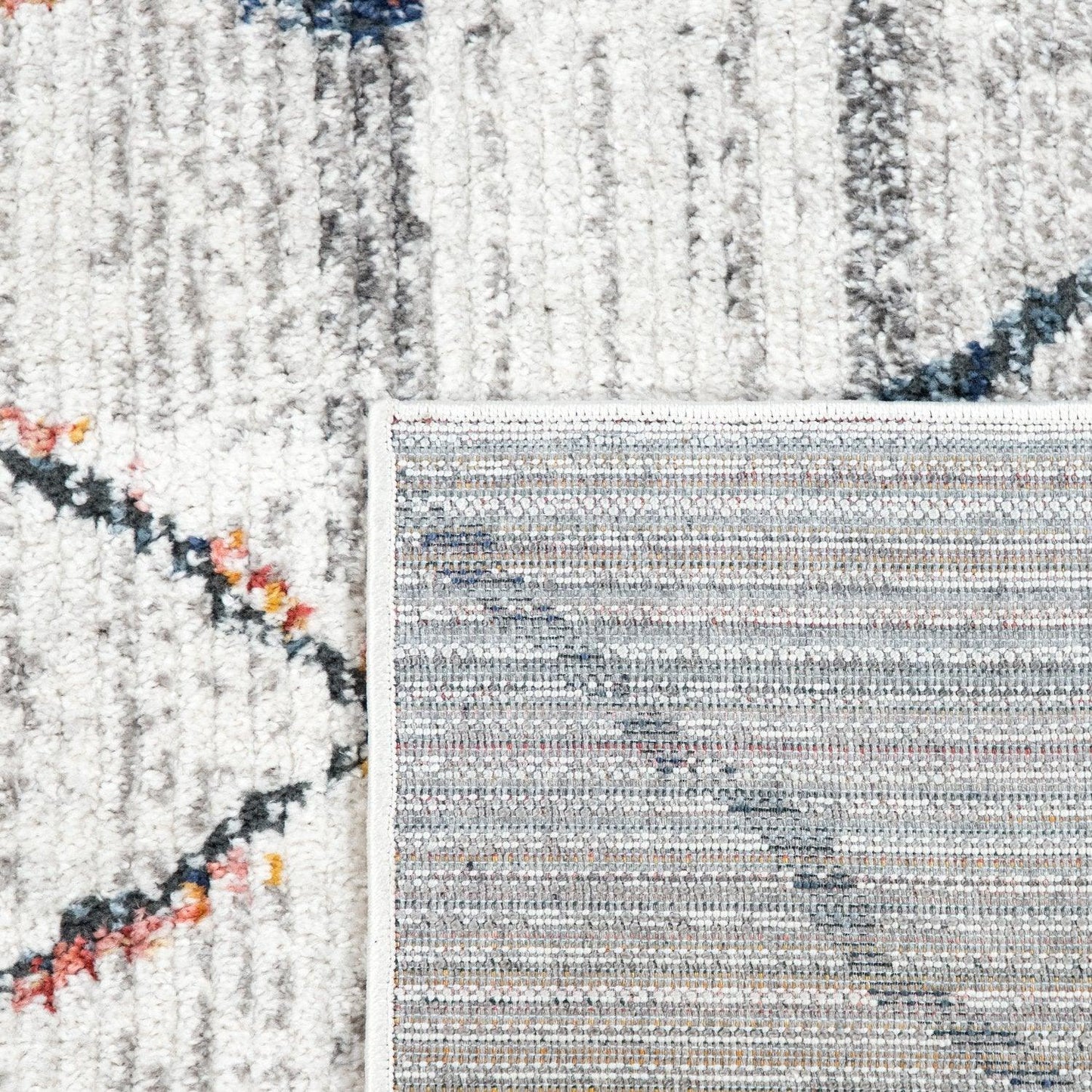 Boho Rug Cream Ethnic Diamond Pattern Modern Ripped Design-2
