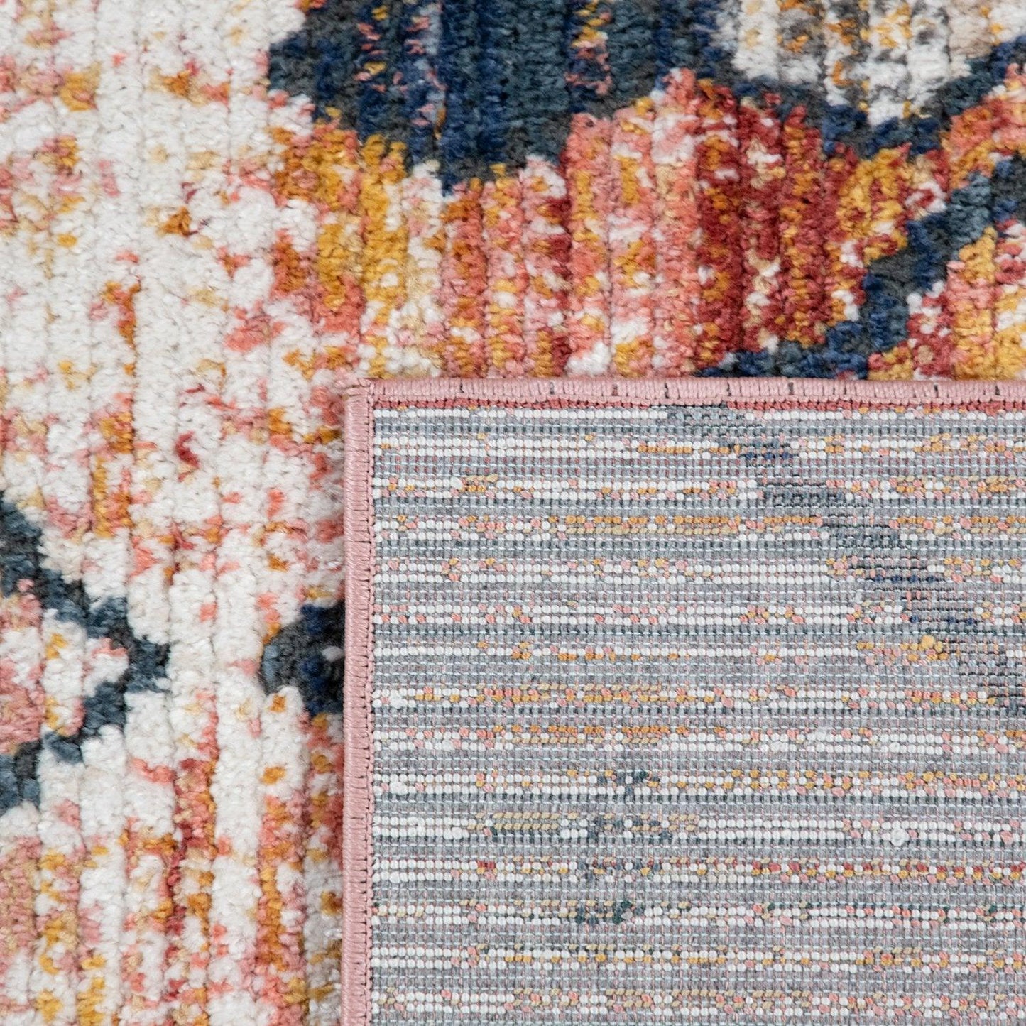 Boho Rug Red Ethnic Diamond Pattern Modern Ripped Design-2
