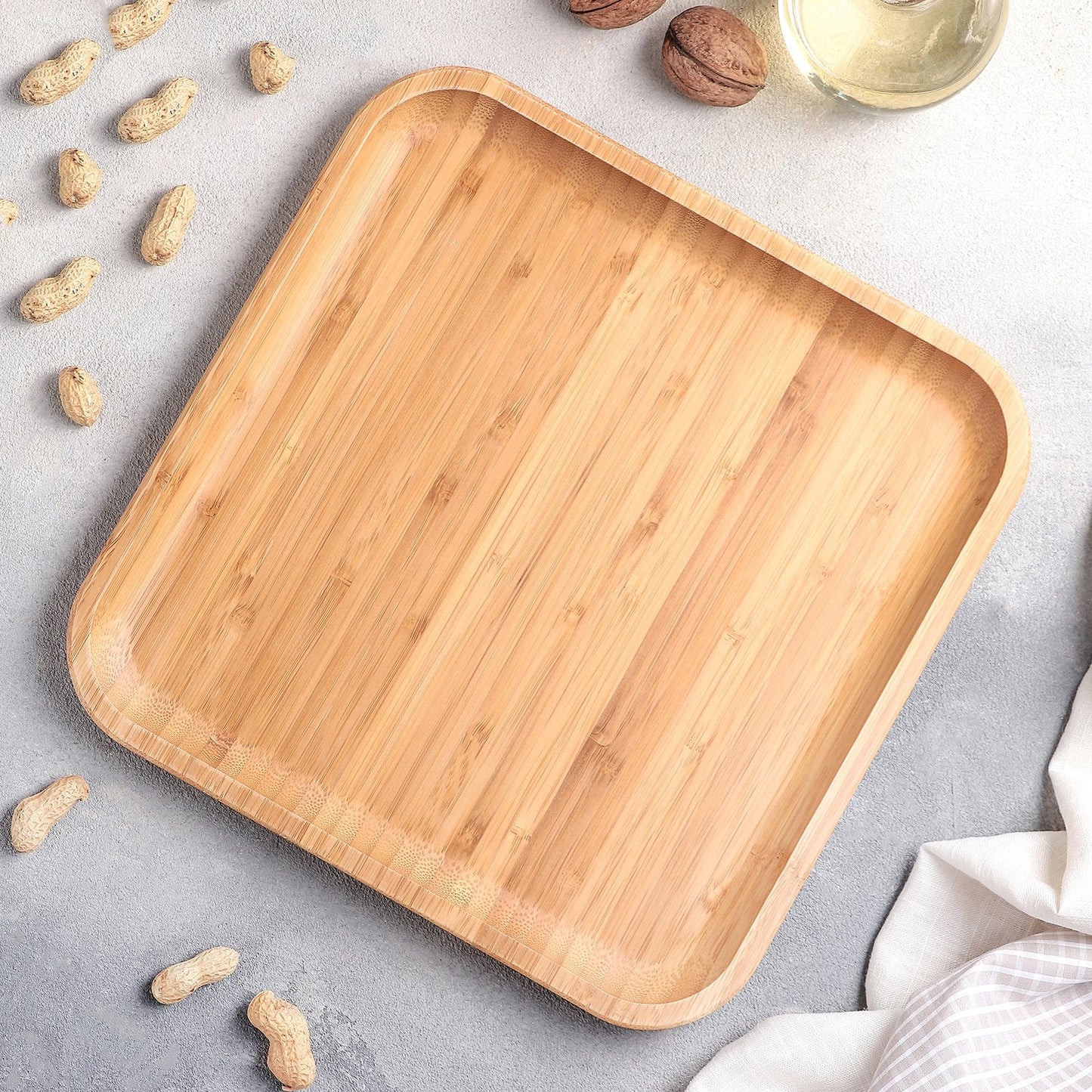 Bamboo Square Plate 10" inch X 10" inch | For Appetizers / Barbecue-0