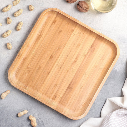 Bamboo Square Plate 10" inch X 10" inch | For Appetizers / Barbecue-0