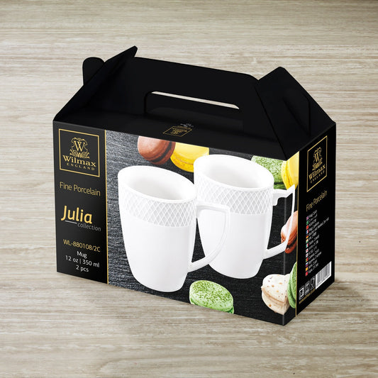 White Coffee Mug 12 Oz | 350 Ml Set Of 2 In Gift Box-0