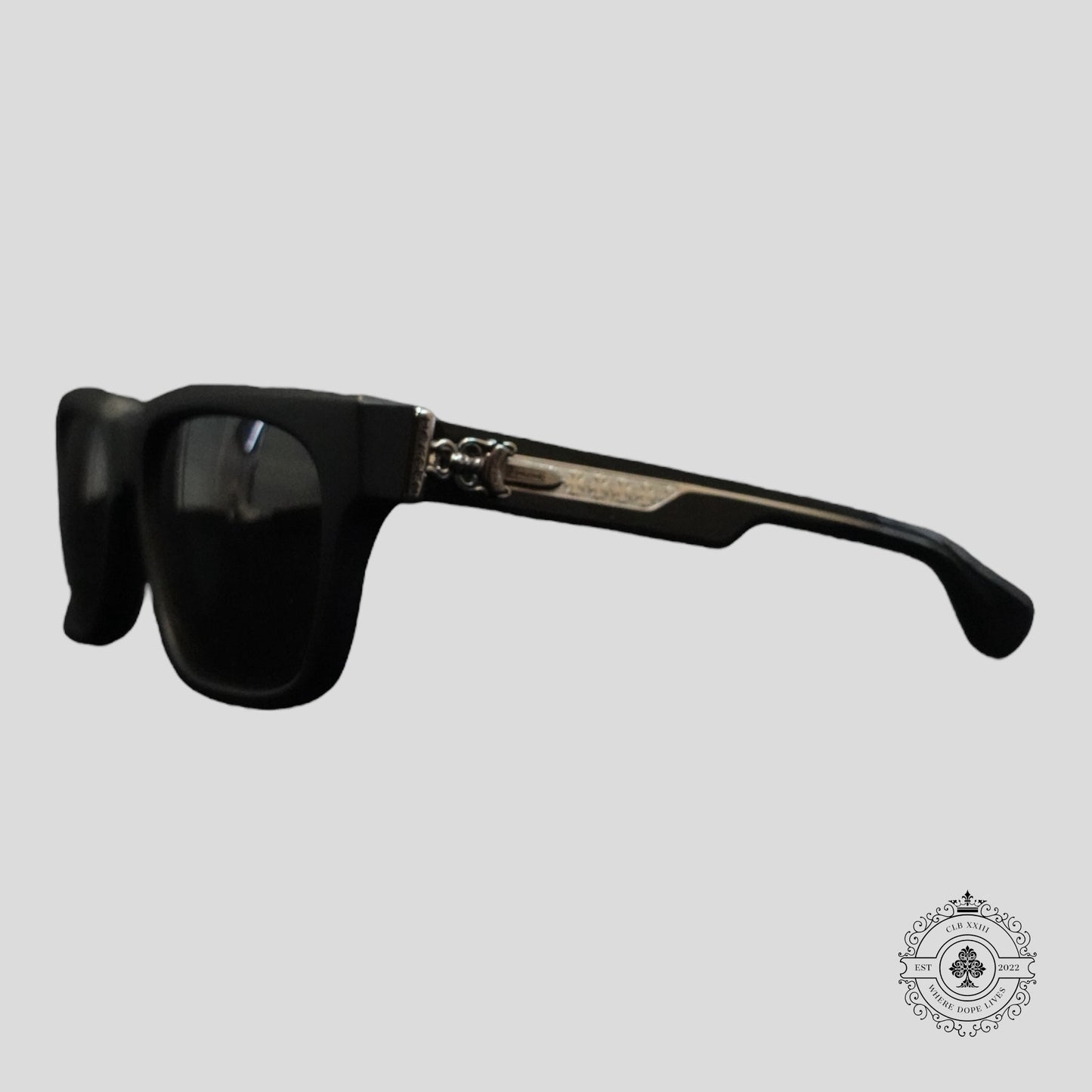 Chrome Hearts Box Officer Sunglasses in Matte Black/Silver