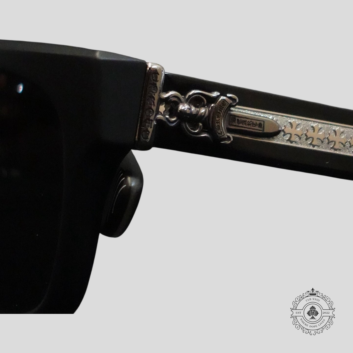 Chrome Hearts Box Officer Sunglasses in Matte Black/Silver