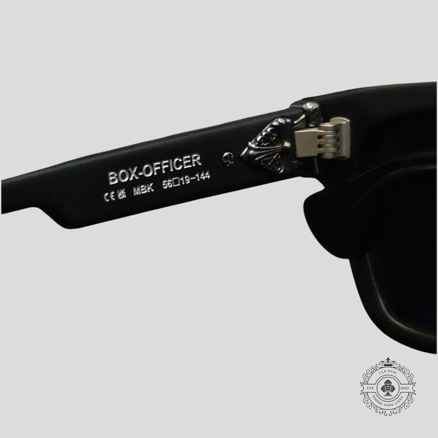 Chrome Hearts Box Officer Sunglasses in Matte Black/Silver