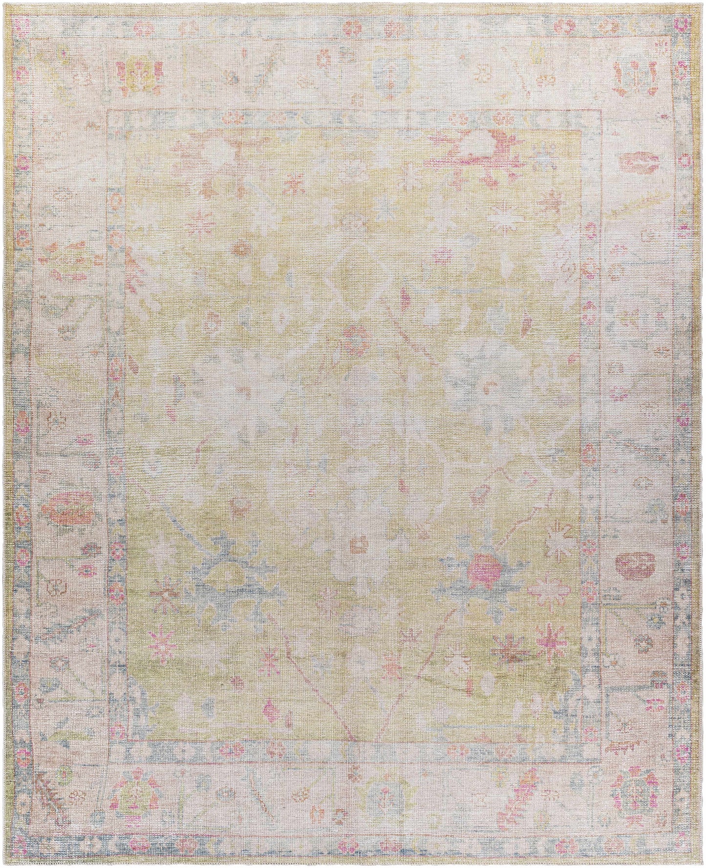 Bozkurt Vintage Flat Pile Washable Rug-1